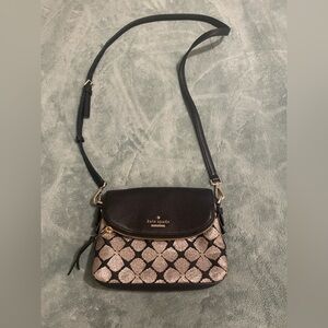 Kate Spade Black and Gold Patterned Crossbody Bag